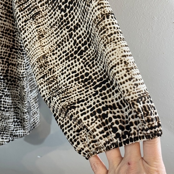 Calvin Klein Top Women 2X Black Animal Print Safari Preppy Classic Mature Resort - Picture 7 of 13
